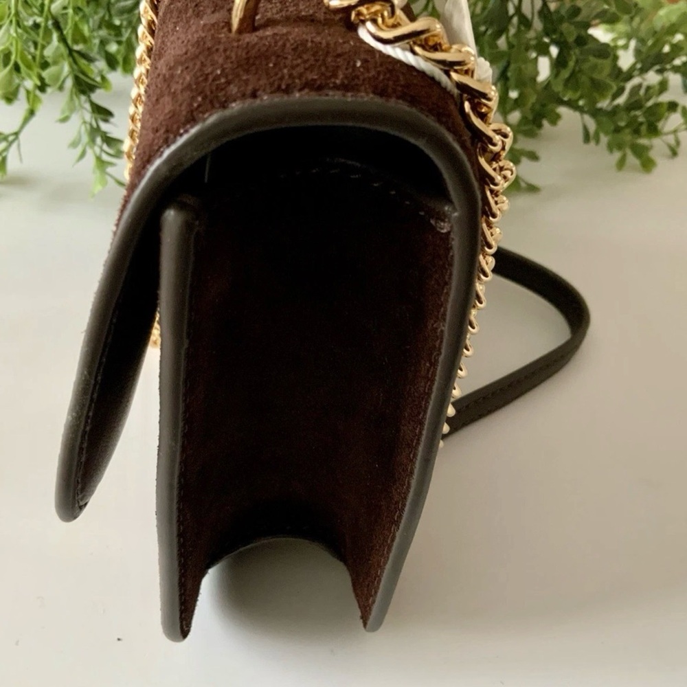 NWT TORY BURCH SUEDE & LEATHER SHOULDER/CROSSBODY BAG DARK COCOA - Picture 10 of 12